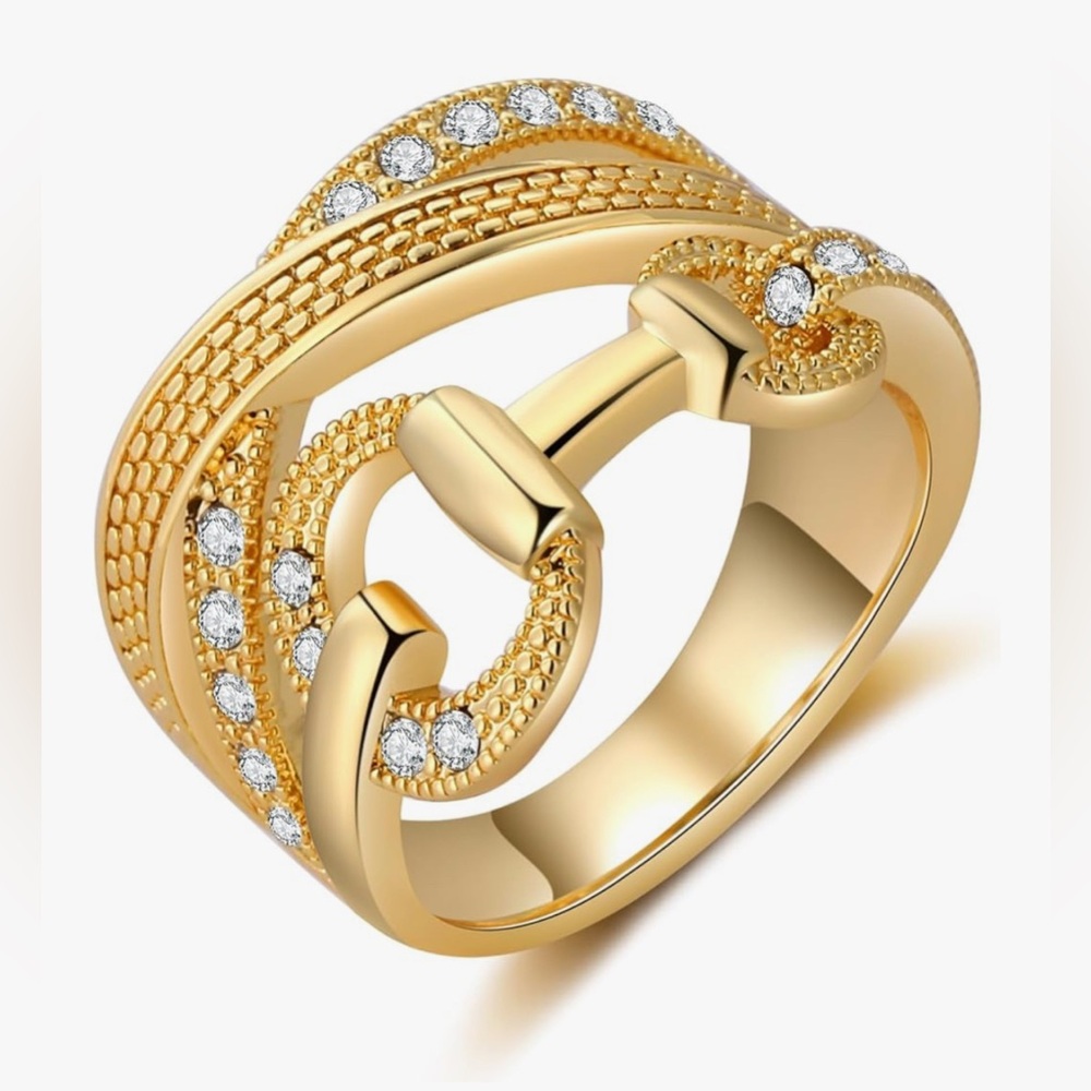 Gorgeous Neiman Marcus 18KT Dip Topaz Horse bit wide  Ring size 7